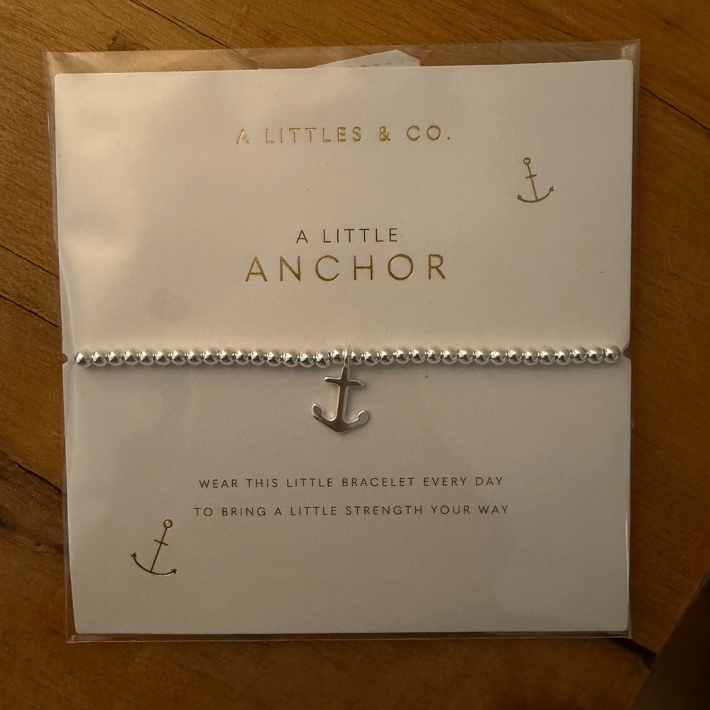 Silver Anchor Beaded Bracelet